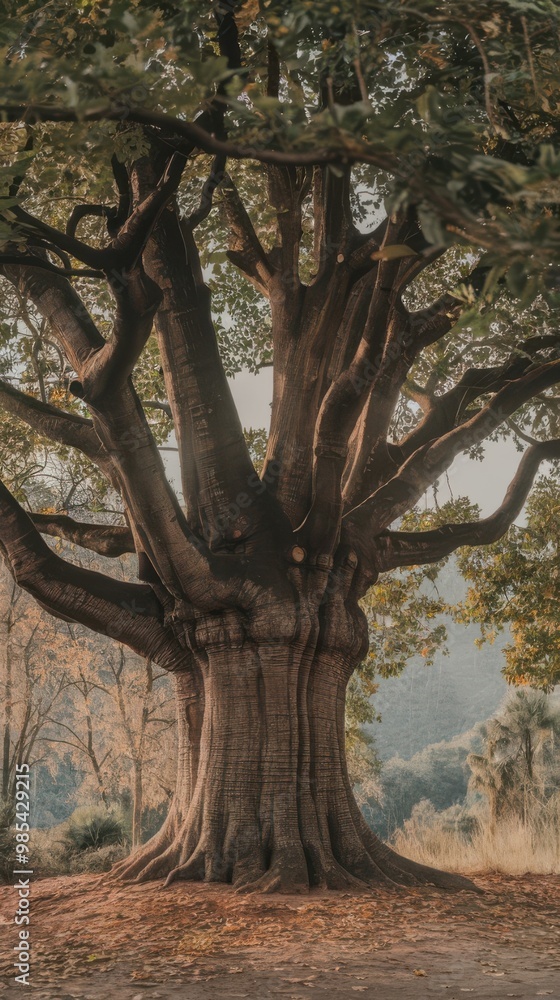 Fototapeta premium Majestic Baobab Tree in Tropical Forest