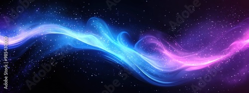 cosmic energy flow, nebula, vibrant purple and blue colors, swirling ethereal waves, starry background, abstract space art, digital illustration, luminous, dynamic, fluid motion, celestial, otherworld photo