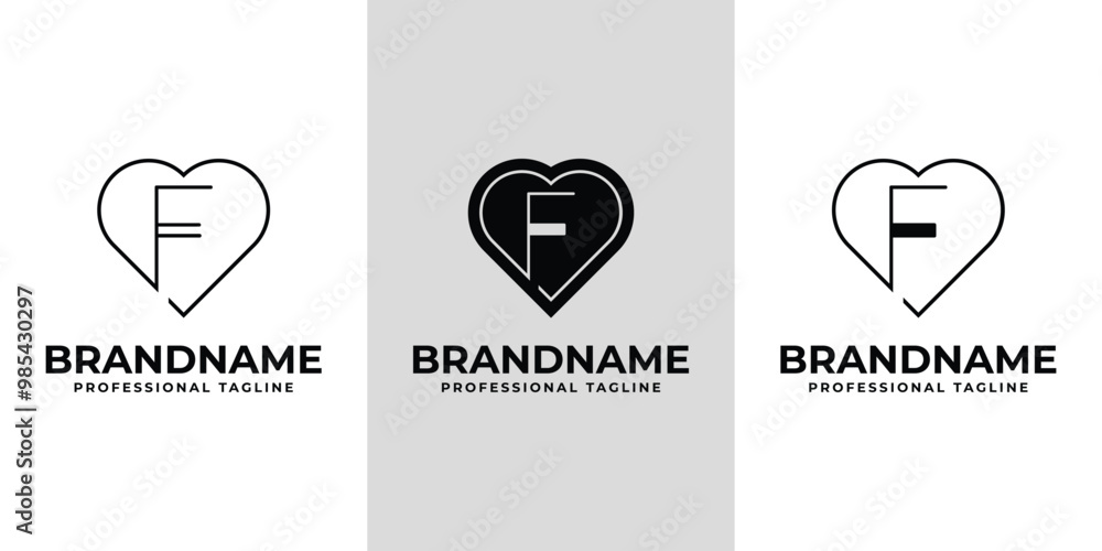Letter F Love Logo Set, suitable for any business with F initial related to love Letter F Love Logo Set, suitable for any business with F initial related to love