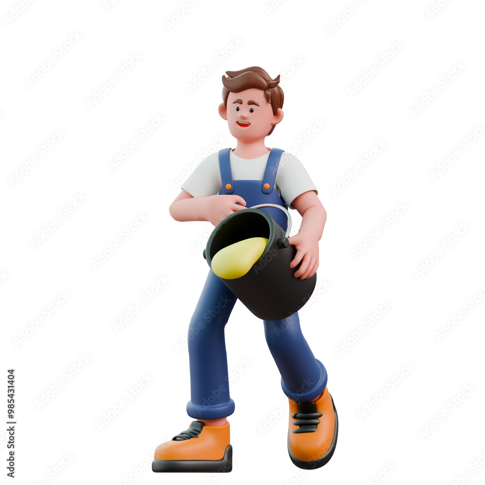3D Character Bring Bucket Color Creative Man Agency 3D Character Bring Bucket Color Creative Man Agency