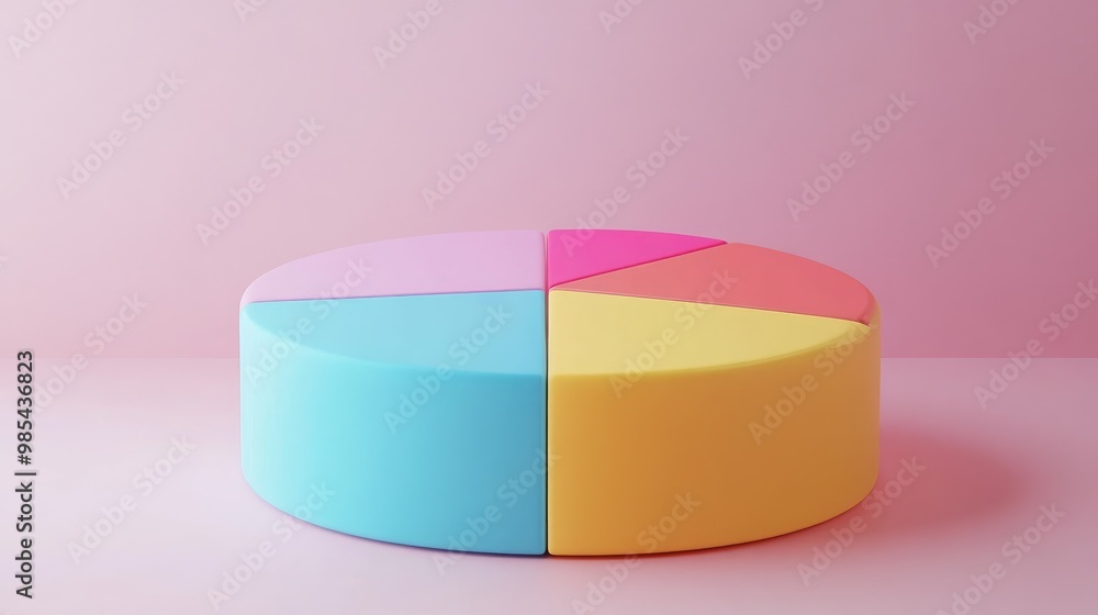 Colorful 3D pie chart on pink background. Colorful 3D pie chart on pink background.