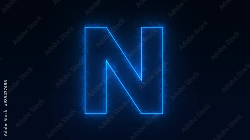 Alphabet N neon animation, Neon Glowing letter on black background, 4k video Alphabet N neon animation, Neon Glowing letter on black background, 4k video