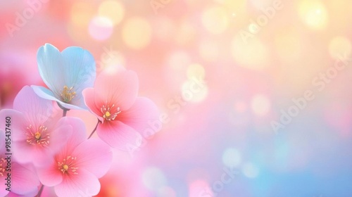 Delicate blossoms create a serene background, blending soft colors and gentle bokeh for a tranquil atmosphere.