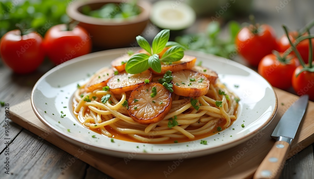 Healthy Food Tools on Table with Plate and Copy Space | Kitchen Essentials for Nutritious Healthy Food Tools on Table with Plate and Copy Space | Kitchen Essentials for Nutritious