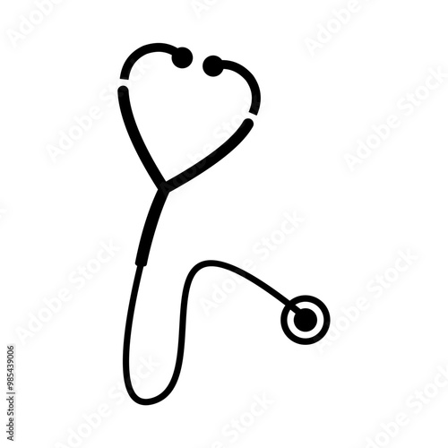 Stethoscope icon, medical equipment, clinics and hospitals. Symbol of pulse detection device. Vector illustration.