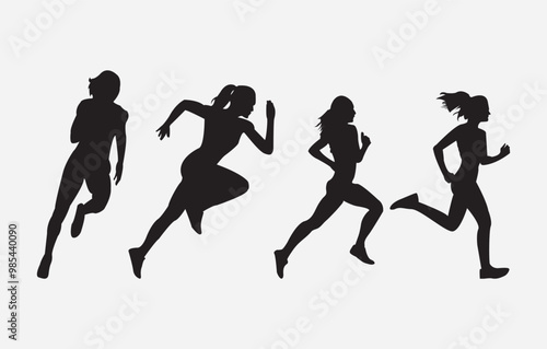 Print Women raceing silhouette on white background