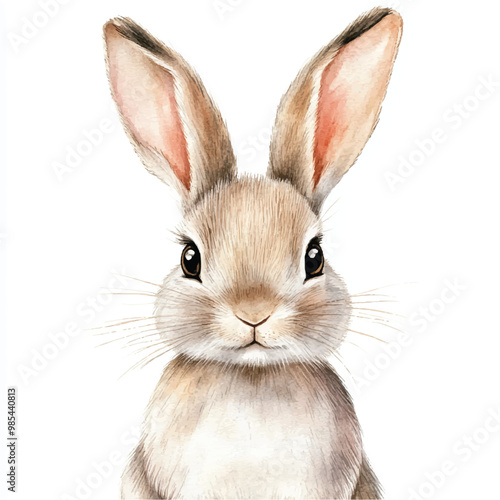 Rabbit watercolor clipart illustration isolated