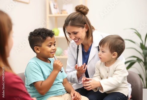 The Speech Therapist works with patients to improve communicatio photo