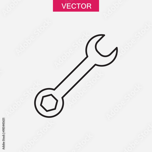 Wrench icon vector, simple flat black linear illustration for web and app..eps