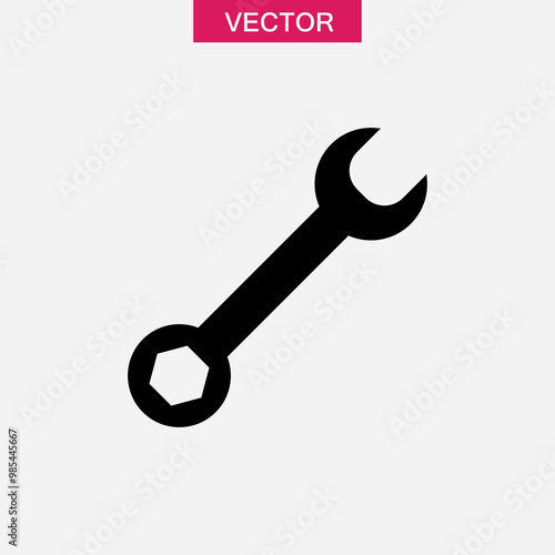 Wrench icon vector, simple flat black trendy style illustration for web and app..eps