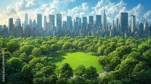 Green City Park with Skyline View