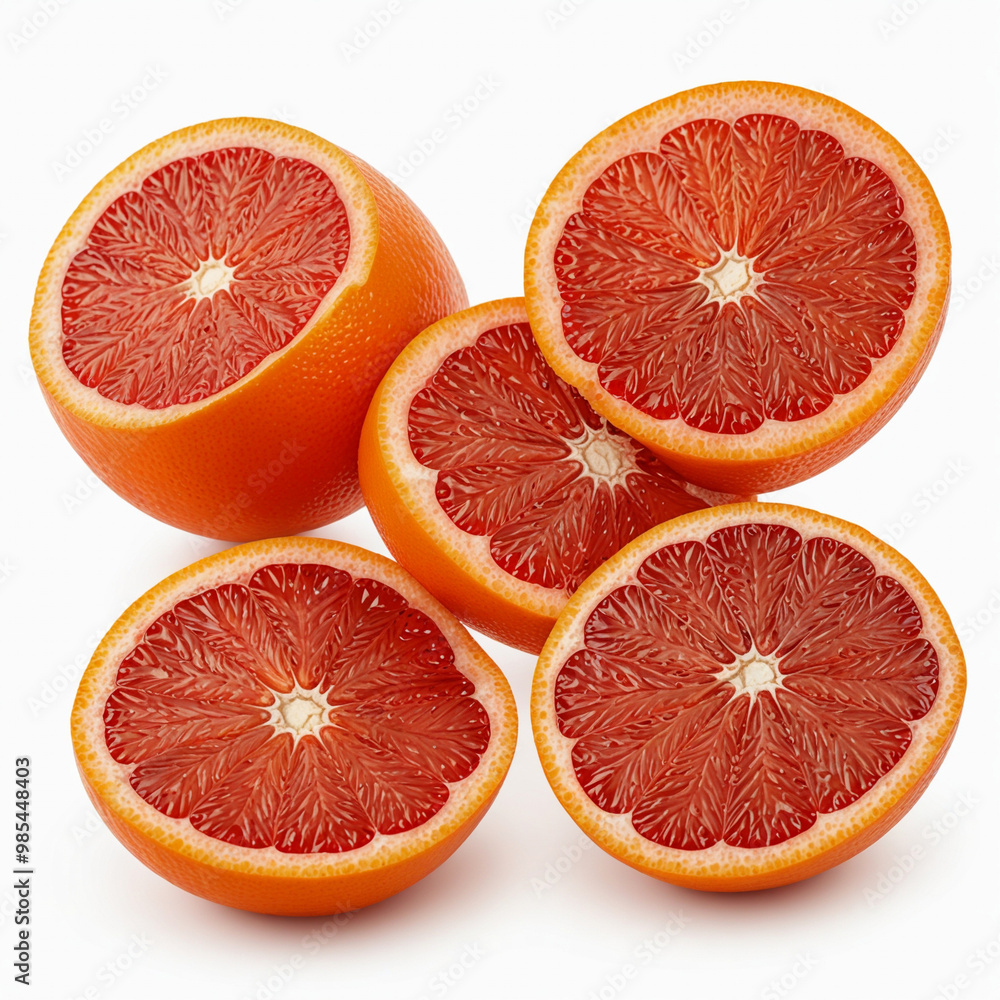 Red blood orange slice, isolated on white background Red blood orange slice, isolated on white background