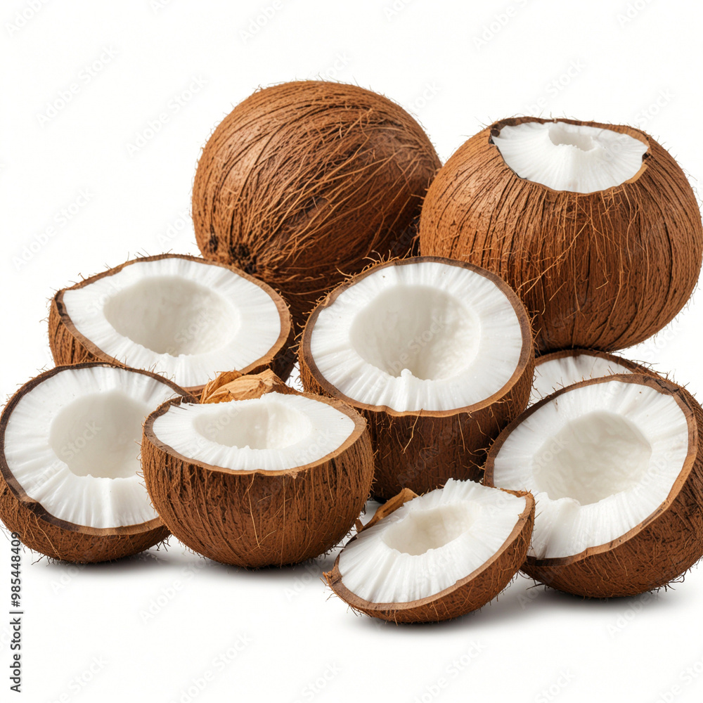 Coconuts whole, isolated on white background Coconuts whole, isolated on white background