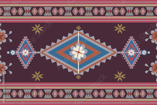 Native pattern American,oriental ethnic seamless pattern traditional background design for carpet,wallpaper,batik,fabric,Vector illustration embroidery style,Tribal Navajo,seamless vector for textile.