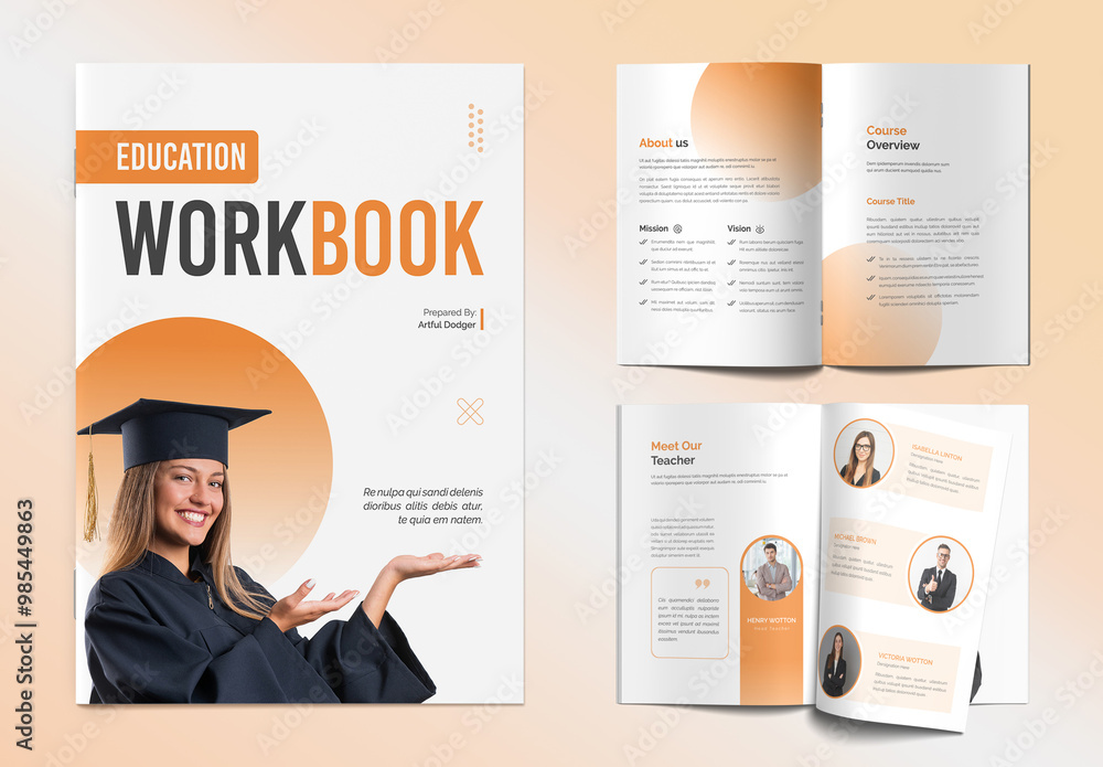 Student Workbook Graphics Education WorkBook Layout Stock Template | Adobe Stock