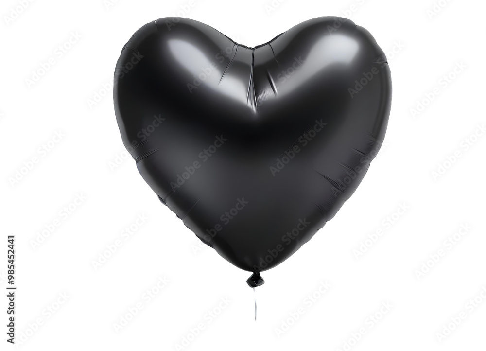 A black heart-shaped balloon With a Transparent Background A black heart-shaped balloon With a Transparent Background