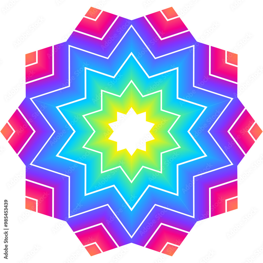 Fototapeta premium Simple colourful circle petal line art pattern gradient background 