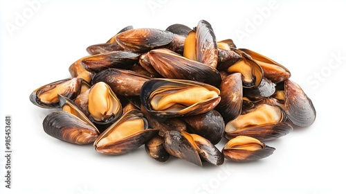 A pile of mussels, isolated on white