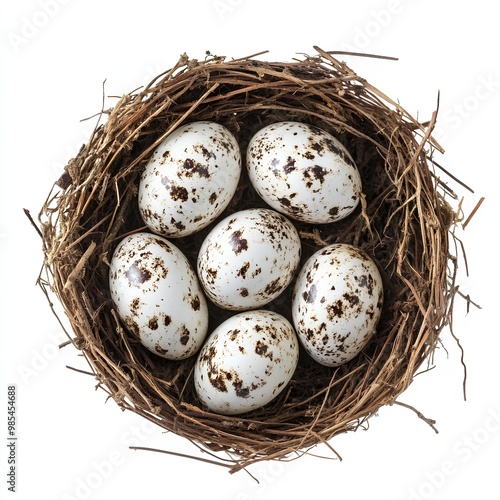 Speckled Quail Eggs in Nest: Natural and Organic Delicacy