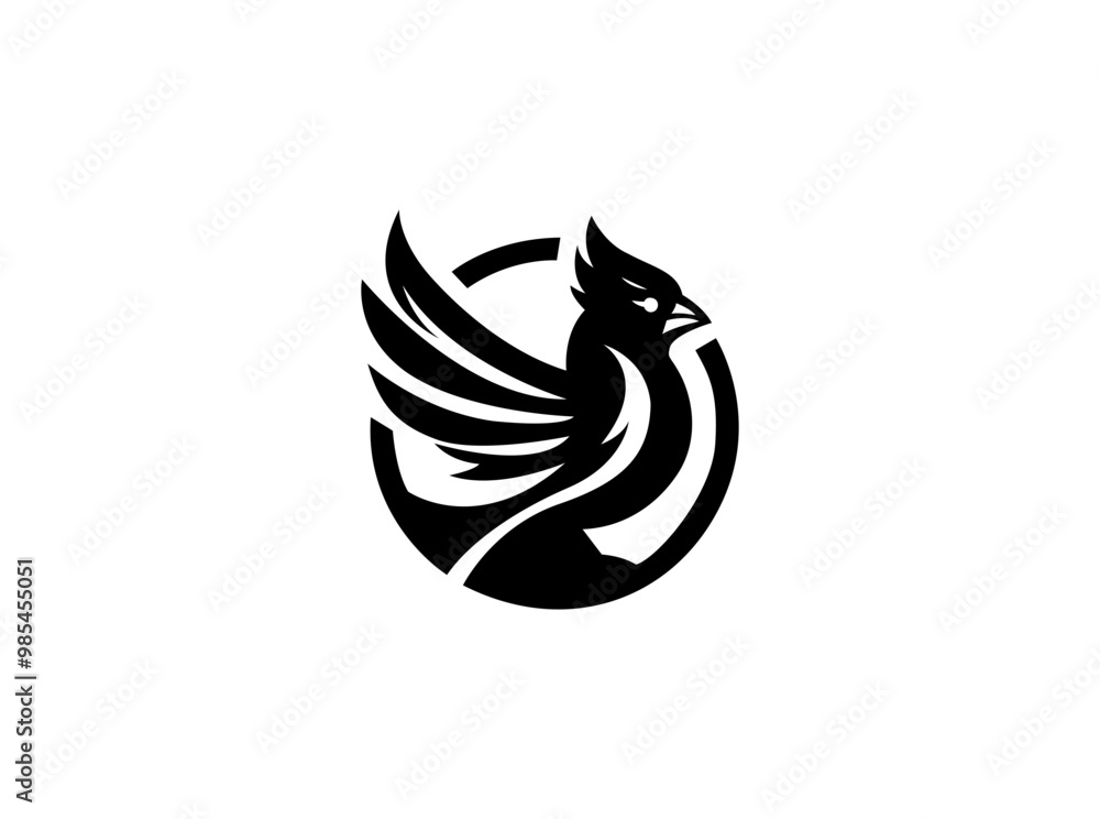 Obraz premium simple elegant Perch bird line art home real estate logo design inspiration. cardinal logo. Uses include real estate, cleaning or cleaners, nature trail, bird