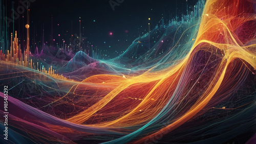 Wallpaper Mural A vibrant abstract landscape featuring flowing waves of color, creating a dynamic visual representation of energy and movement. Torontodigital.ca