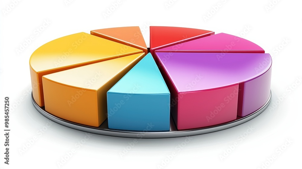 Obraz premium D Colorful Pie Chart Graph Business Data Analysis Presentation
