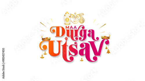Logo Concept for Durga Puja. Happy Durga puja festival or Maa Durga utsav.