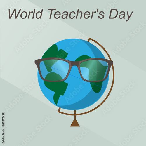 A school globe with glasses. Teacher's Day. Vector