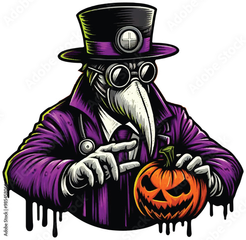 Amazing Sticker Halloween colorfull doctor plague illustration vector