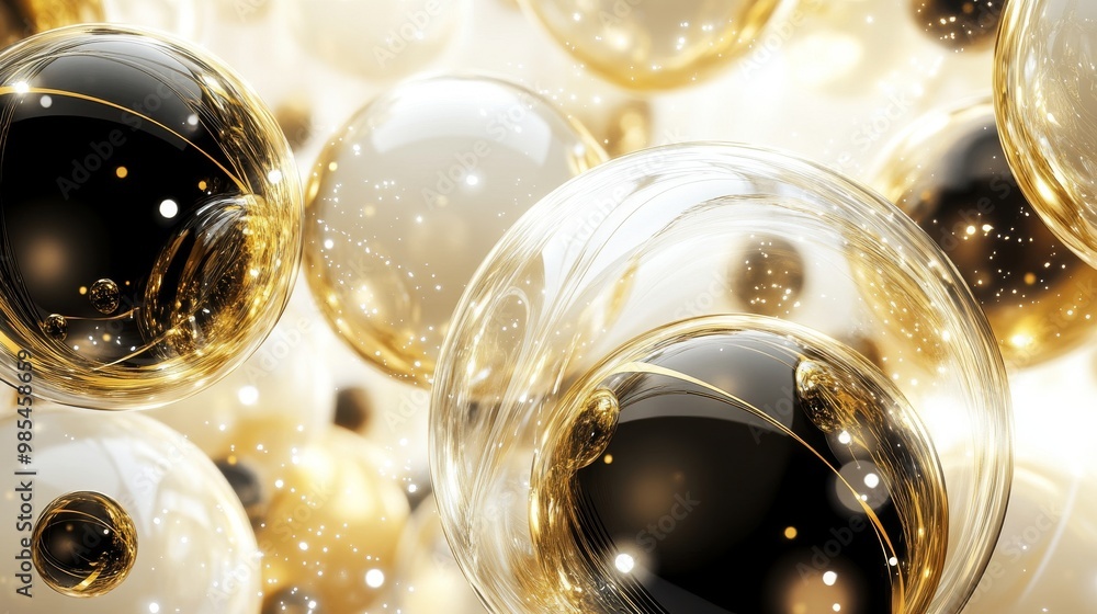 Abstract Bubbles with Gold and Black Elements Abstract Bubbles with Gold and Black Elements