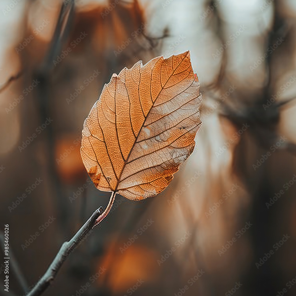 Selective focus shot of brown leaf on a branch Selective focus shot of brown leaf on a branch