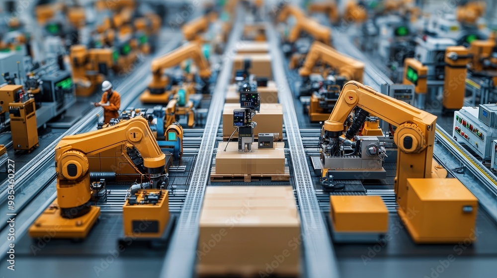 Automated Conveyor Belt System with Industrial Robots Automated Conveyor Belt System with Industrial Robots