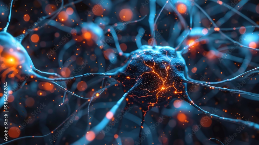 Neural network concept. Connected cells with links. High technology process. Abstract background Neural network concept. Connected cells with links. High technology process. Abstract background