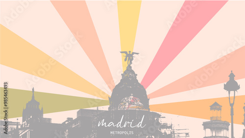 madrid cityscape background vector illustration 