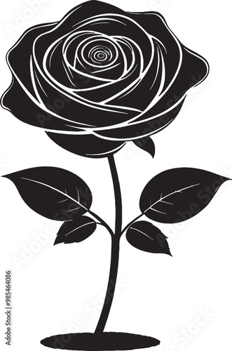 MODERN ROSE SILHOUETTE VECTOR ART ILLUSTRATION