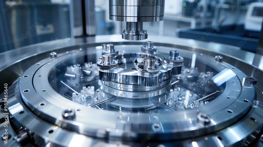 A detailed view of a centrifuge in a laboratory A detailed view of a centrifuge in a laboratory