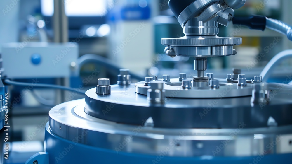 A detailed view of a centrifuge in a laboratory A detailed view of a centrifuge in a laboratory