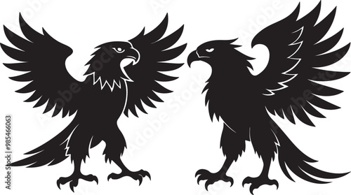 PLAYING EAGLE VECTOR ART ILLUSTRATION photo