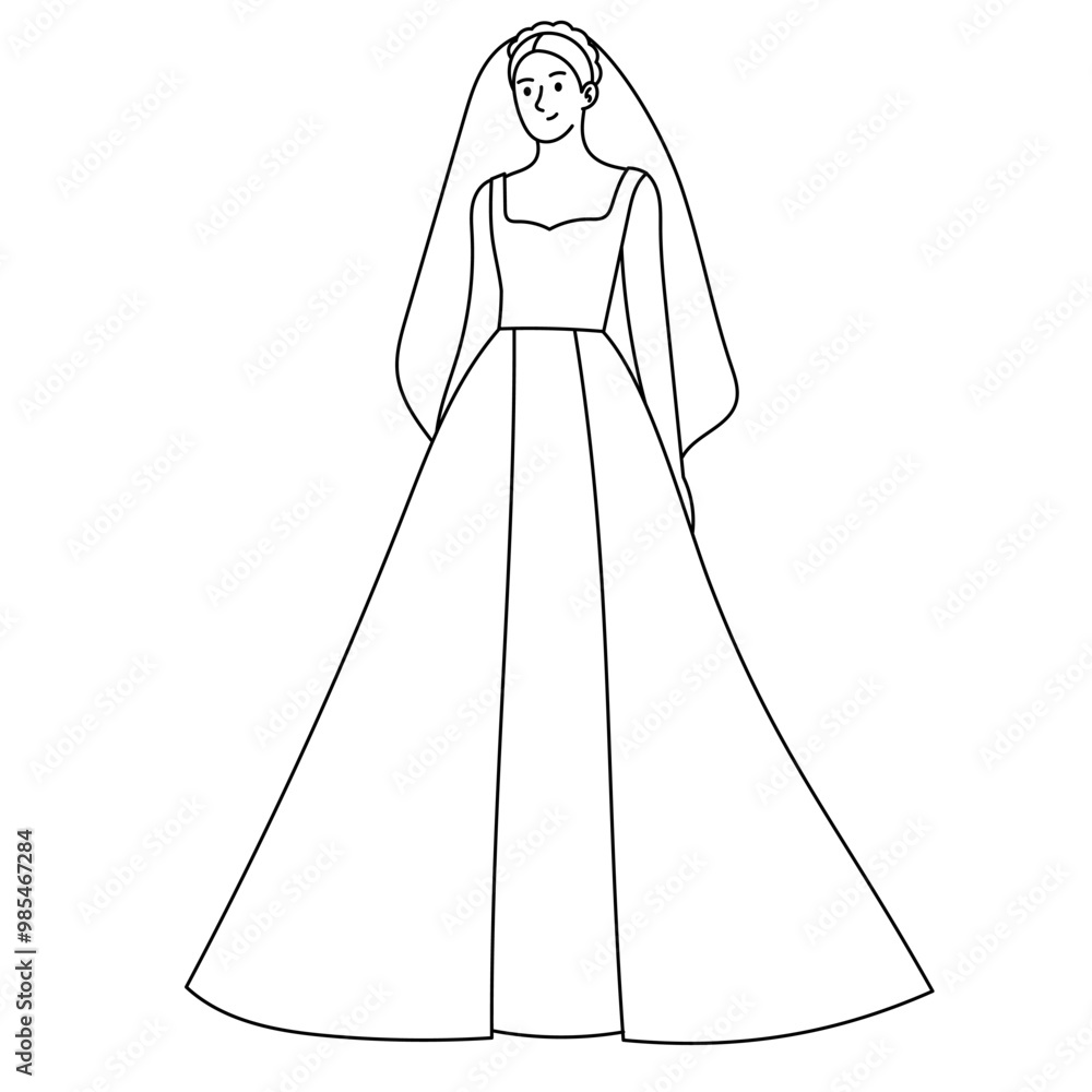 Bride in wedding dress illustration Bride in wedding dress illustration