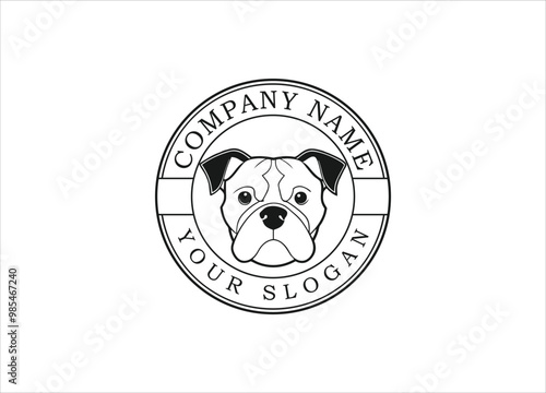 Hand drawn, Mascot and minimalistic style bulldog logo template photo