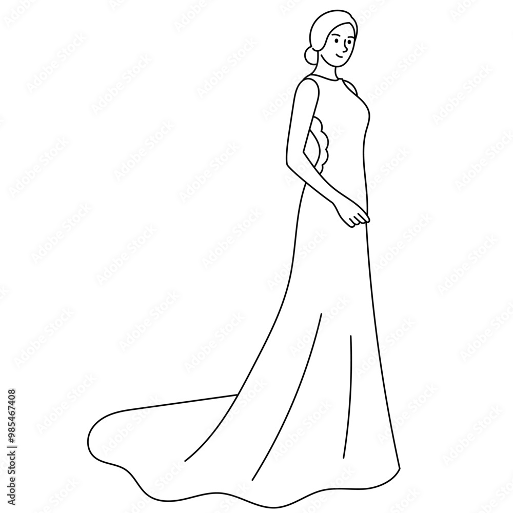 Bride with wedding dress