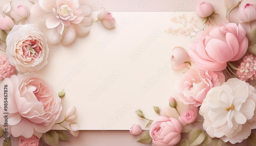 romantic anniversary greeting card illustration with a soft cream background romantic anniversary greeting card illustration with a soft cream background