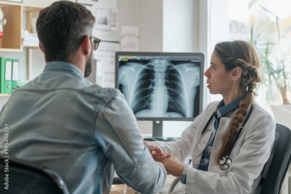 Doctor Discussing X-ray Results with Patient Doctor Discussing X-ray Results with Patient