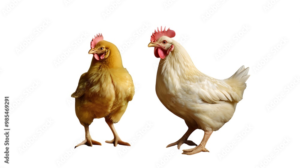 Fototapeta premium Chick and chicken engraved illustration vintage style.