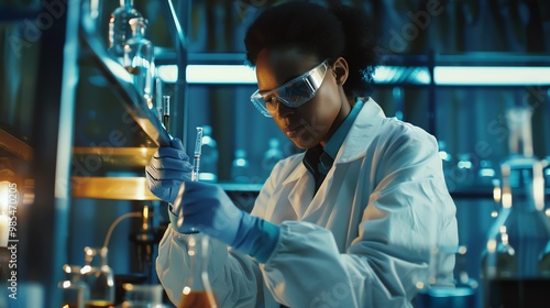 A lab technician using a pipette