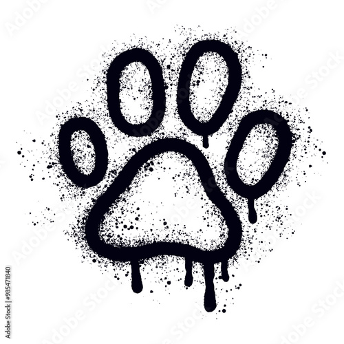 Vector paw print, hand-drawn in graffiti style