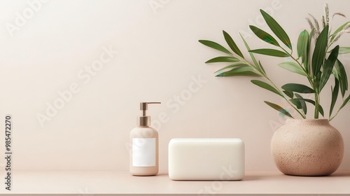 Ecofriendly organic soap packaging, photorealistic 3D illustration, soft lighting, natural textures, sustainable materials, minimalist design, detailed rendering