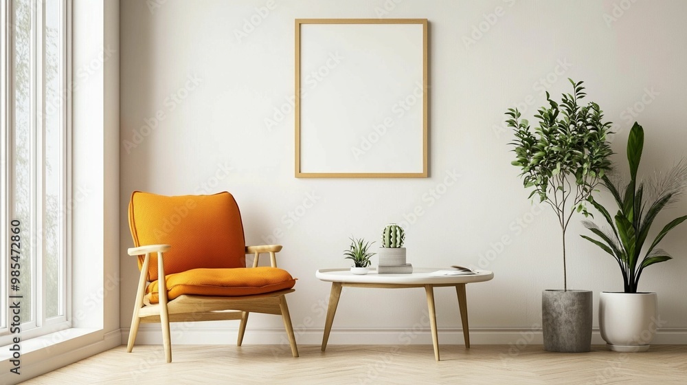 Scandinavian Interior Design of a Modern Living Room Featuring a Stylish Poster Mockup
