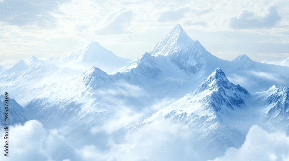 Magnificent Glacial Peaks Bathed in Ethereal Blue and White Tones Capturing the Essence of Mountain Landscapes and Natural Serenity: Stunning Glacial Peaks in Tranquil Blue and White. Magnificent Glacial Peaks Bathed in Ethereal Blue and White Tones Capturing the Essence of Mountain Landscapes and Natural Serenity: Stunning Glacial Peaks in Tranquil Blue and White.