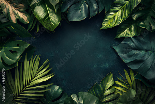 Botanical Summer Sale Post Frame with Tropical Leaves